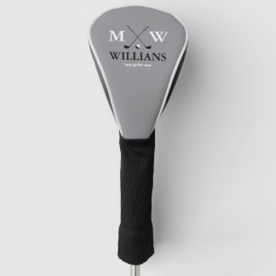 Monogram (golfer name & initials) black and white golf head cover