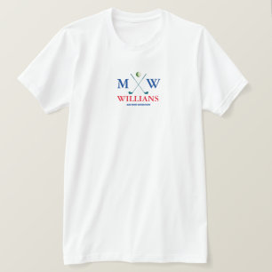 monogram (golfer name & initials) red blue golf  T-Shirt