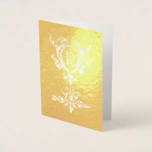 Monogram Gothic Heart And Arrow Motif Foil Card
