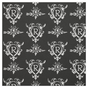 Monogram Gothic Hearts And Arrows Pattern Fabric