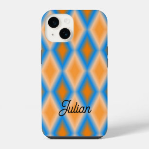 Monogram gradient orange blue diamond shapes iPhone 14 case