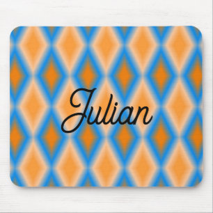 Monogram gradient orange blue diamond shapes mouse pad