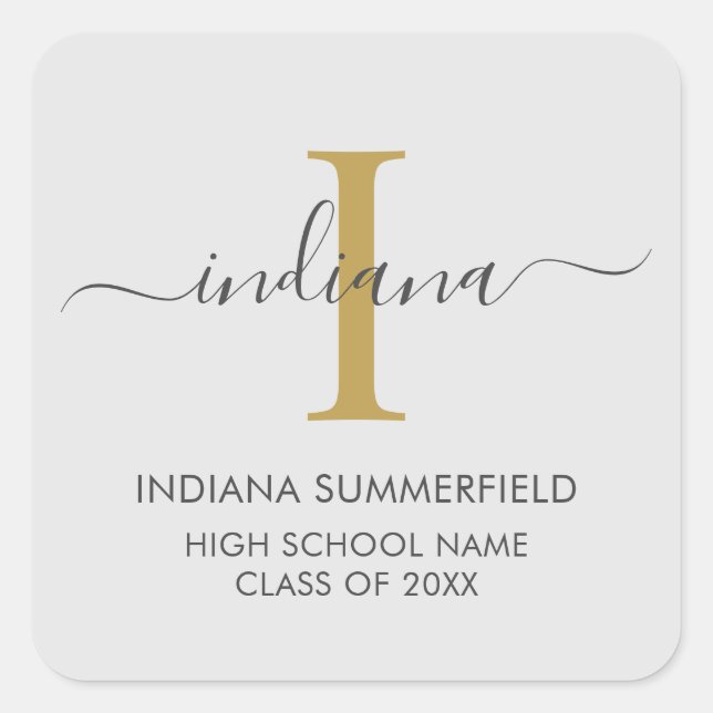 Monogram Graduation 2025 Modern Grad Square Sticker (Front)