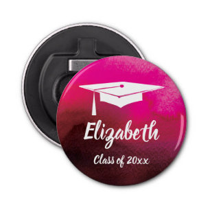 Monogram Graduation Grad Elegant Watercolor Bottle Opener