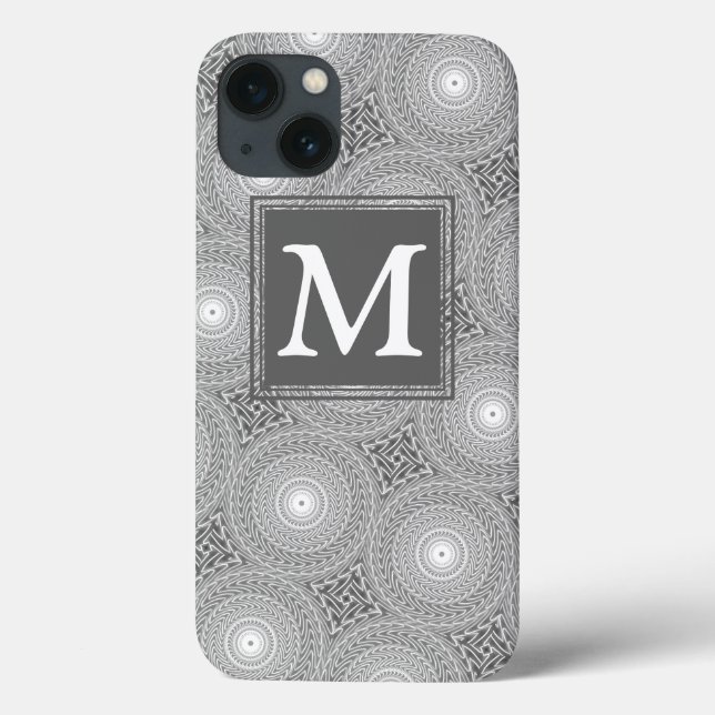 Monogram gray circles pattern Case-Mate iPhone cas Case (Back)
