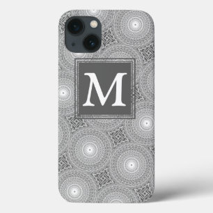 Monogram gray circles pattern Case-Mate iPhone cas iPhone 13 Case