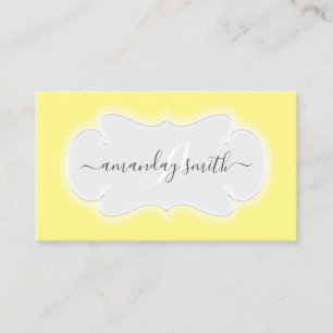 Monogram Gray Royal Blogger Influencer Yellow Business Card