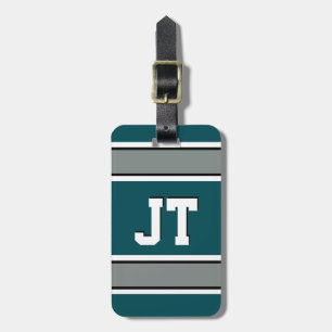 Monogram Green and Silver Sport Stripes Luggage Tag