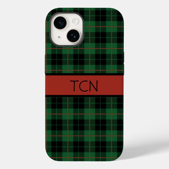 Monogram Green Black Red Tartan Plaid  Case-Mate iPhone Case (Back)