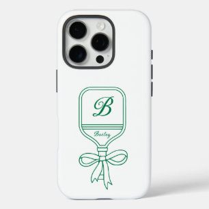 Monogram Green Bow Pickleball Paddle iPhone 16 Pro Case