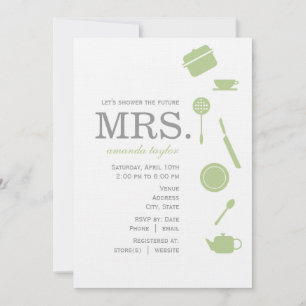 Monogram Green  Bridal Shower Invitations