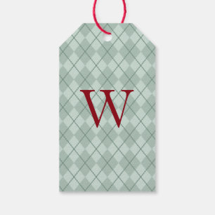 Monogram Green Christmas Gift Tag