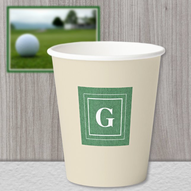 Monogram, Green Denim Print 8oz Paper Cups (Creator Uploaded)