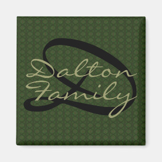 Monogram Green (Family) Square Magnet