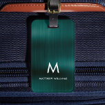 Monogram Green Faux Metal Steel Styled Custom Luggage Tag<br><div class="desc">Monogram Green Faux Metal Steel Styled Custom Luggage Tag</div>