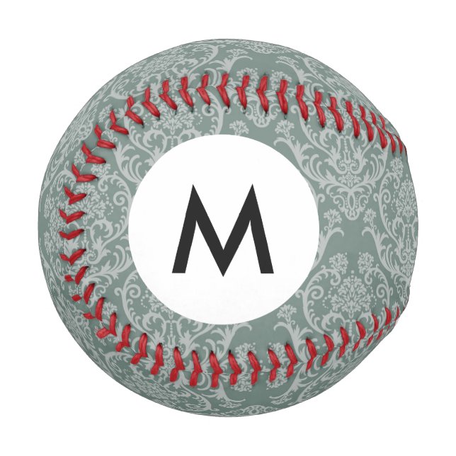 Monogram Green floral wallpaper Baseball (Front Left)