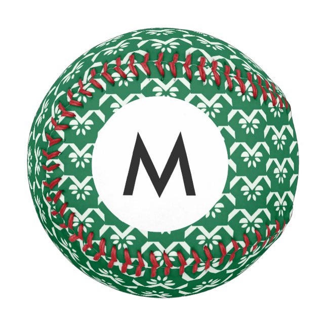 Monogram Green floral zigzag Baseball (Front Left)