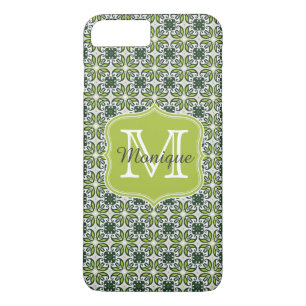 Monogram Green Flowers Pattern iPhone 8 Plus/7 Plus Case