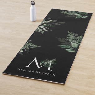 monogram green foliage black yoga mat