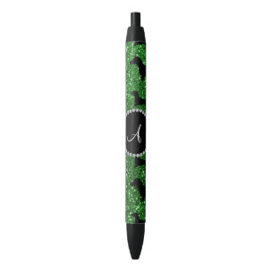 Monogram green glitter dachshund black ink pen