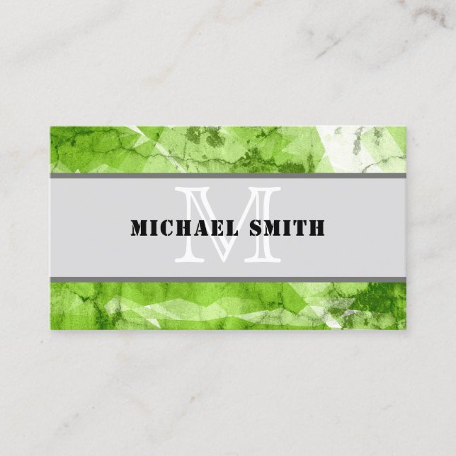 Monogram Green Grunge Background #4 Business Card (Front)