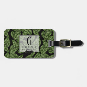 Monogram Green Leaf Tropical RING BEARER Luggage Tag