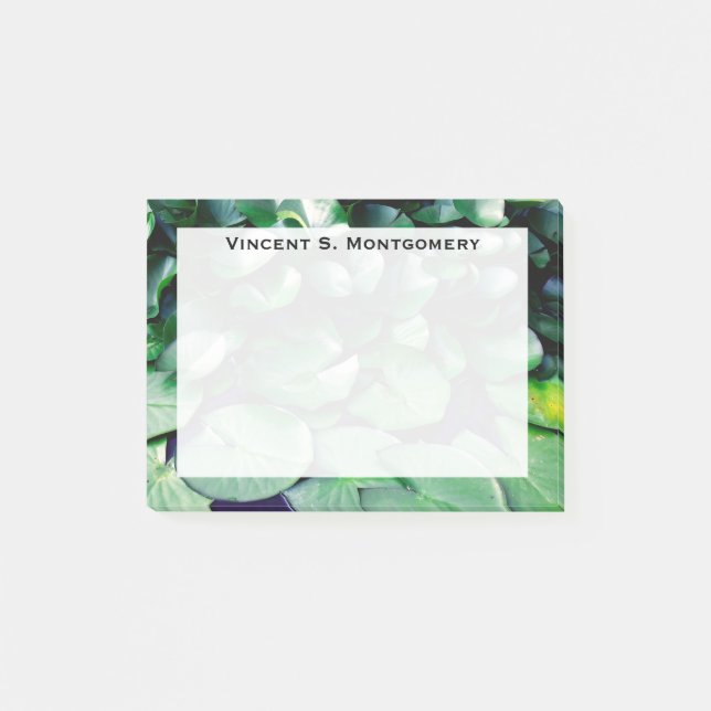 Monogram Green Lily Pad Pond Post-it Notes (Front)