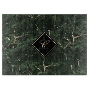 Monogram Green Marble Cutting Board
