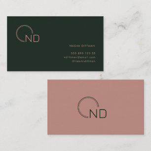Monogram Green Rose Minimalist Personal Business Card