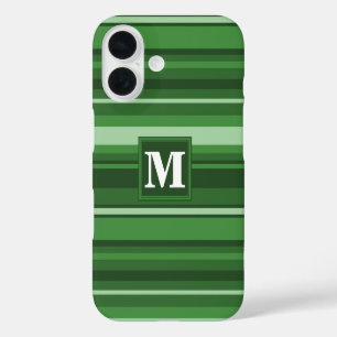 Monogram green stripes iPhone 16 case