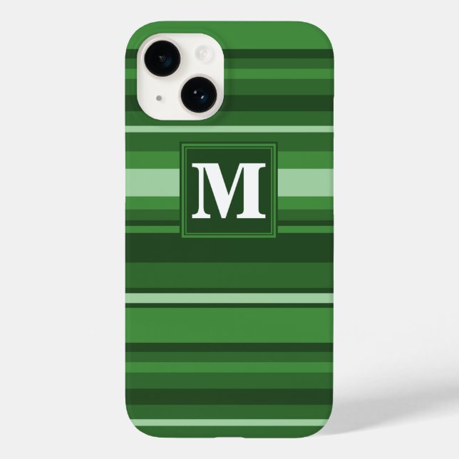 Monogram green stripes  Case-Mate iPhone case (Back)