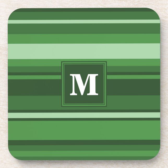 Monogram green stripes coaster (Front)