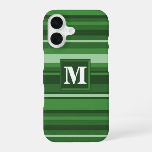 Monogram green stripes  iPhone 16 case