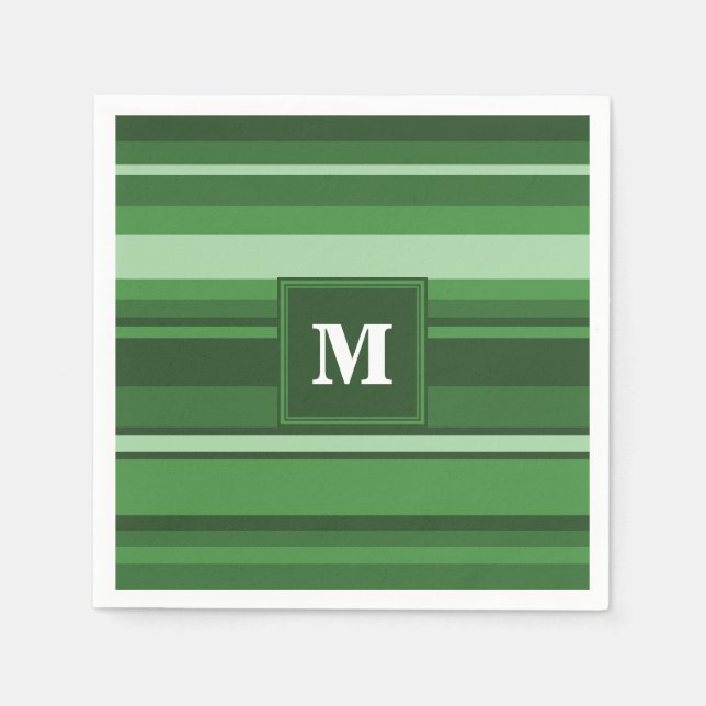 Monogram green stripes napkin (Front)