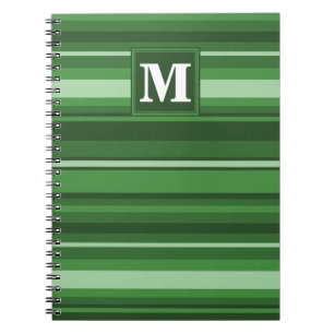 Monogram green stripes notebook