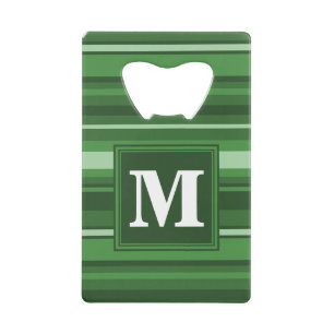 Monogram green stripes wallet bottle opener