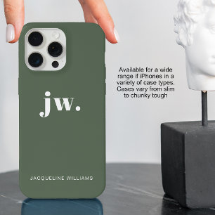 Monogram Green Stylish Modern Minimalist iPhone 15 Pro Max Case