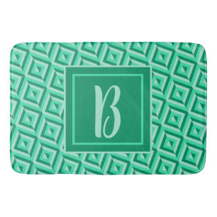 Monogram Green Three-Tone Diamond Pattern Bath Mat