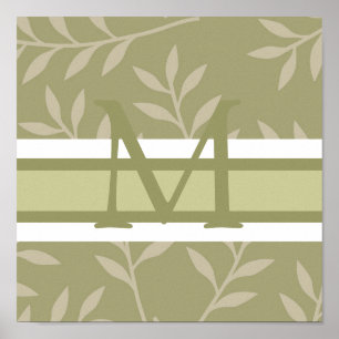 Monogram Green Wall Art Canvas