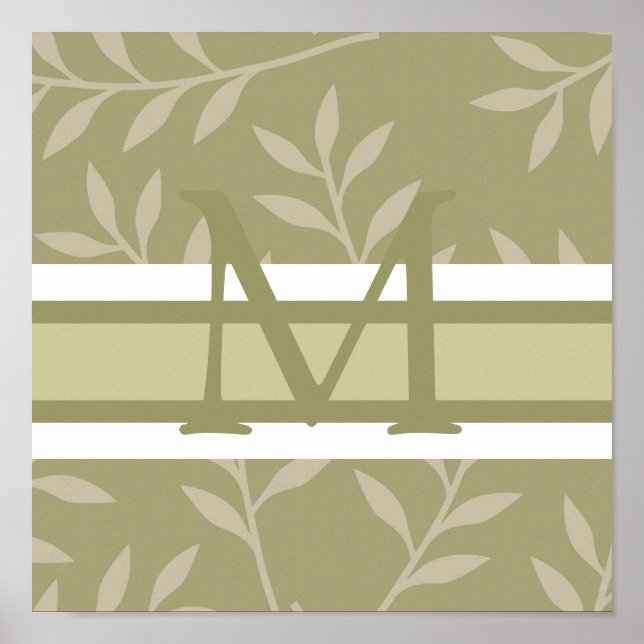 Monogram Green Wall Art Canvas (Front)