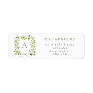 Monogram Greenery Wreath & Bow Return Address