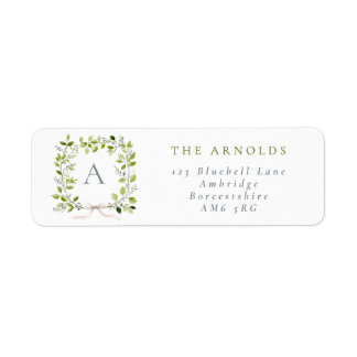 Monogram Greenery Wreath & Bow Return Address