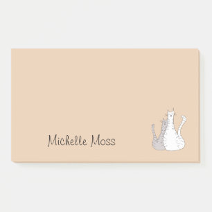 Monogram Grey and White Tabby Kitty Cats Post-it Notes