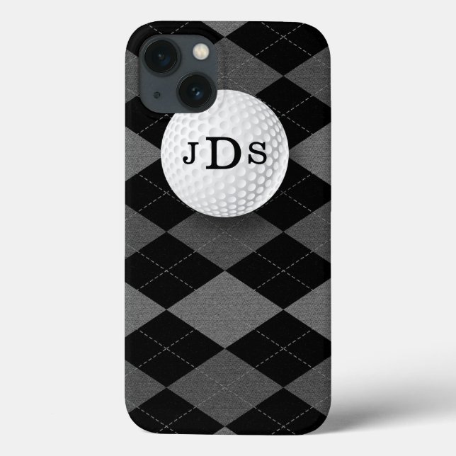 Monogram Grey Argyle, Golf Ball iPad Mini Case (Back)