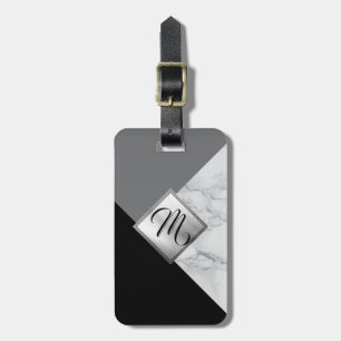Monogram Grey, Black and Grey Marble Luggage Tag