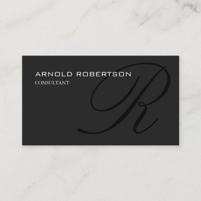 Monogram Grey Black Consultant Business Card (Front)