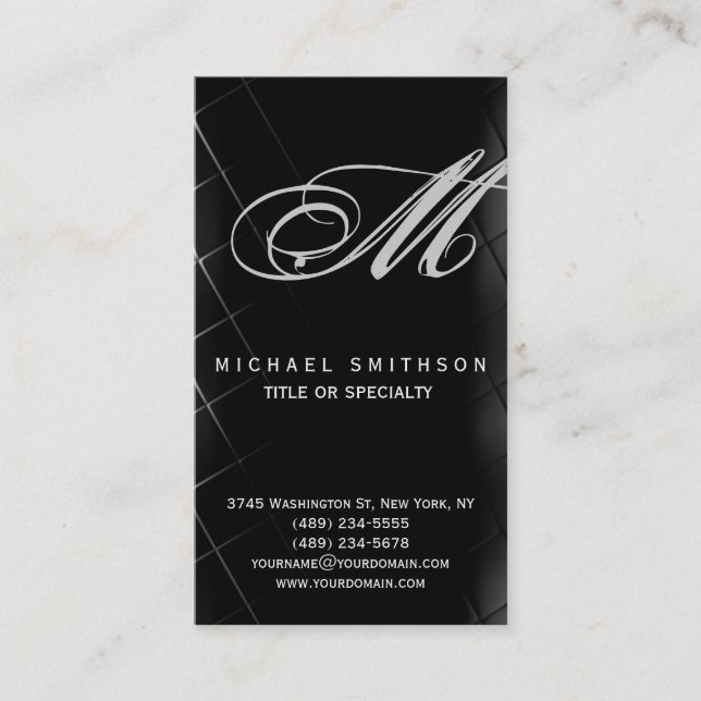 Monogram Grey Black Consultant Business Card (Front)
