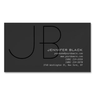 Monogram Grey Black Consultant Modern Minimalist Magnetic Business Card
