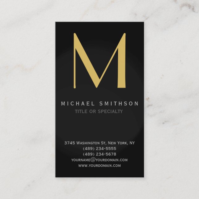 Monogram Grey Black Modern Simple Business Card (Front)