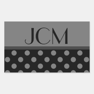 Monogram Grey/Black Polka Dot Sticker